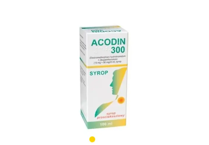 Acodin 300 to syrop przeciwkaszlowy. Opakowanie zawiera 100 ml leku.