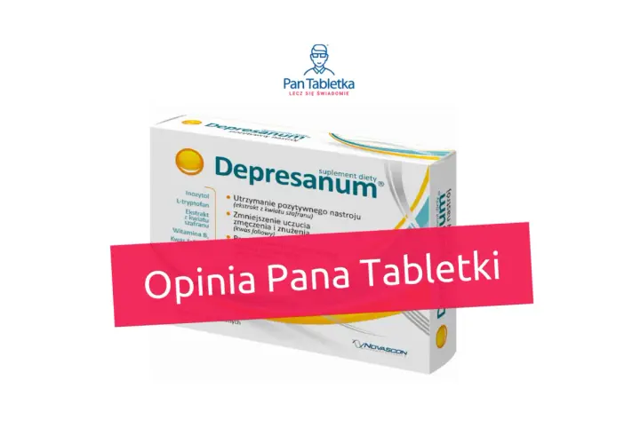 Opakowanie suplementu diety Depresanum, wspierającego pozytywny nastrój.
